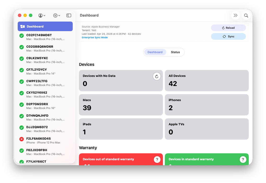 Introduction screen in ABM Warranty