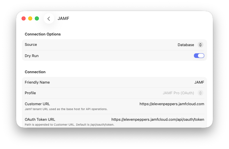 Connections setup of JAMF in ABM Warranty