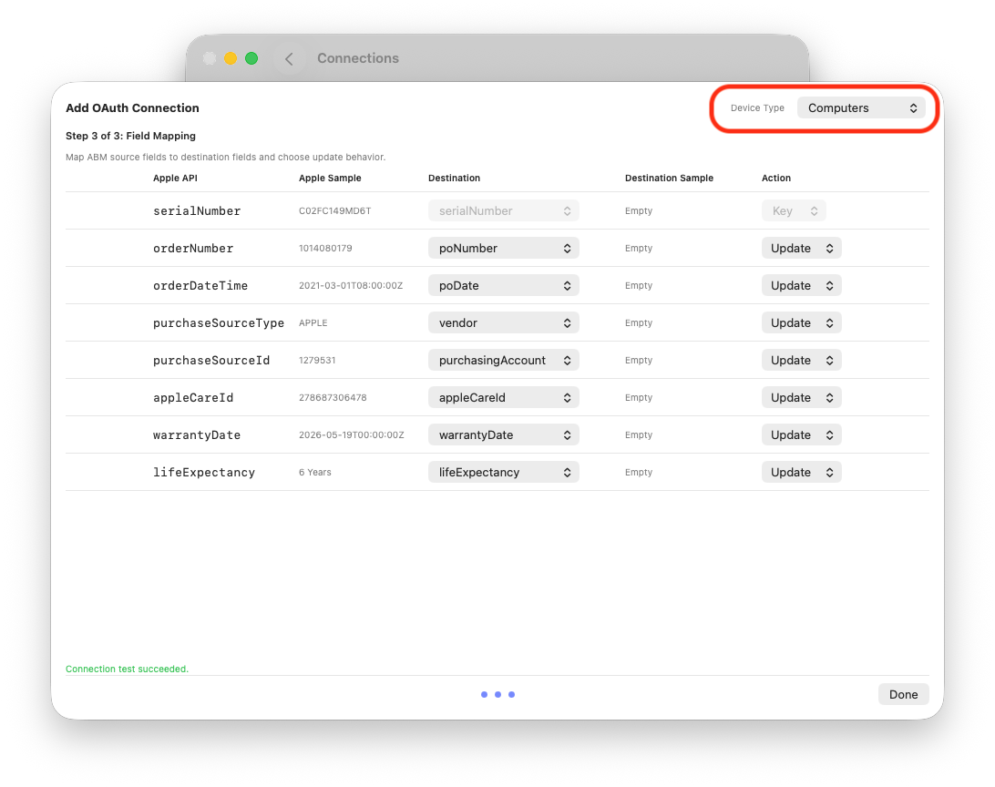 Update Mapping fields for purchasing data