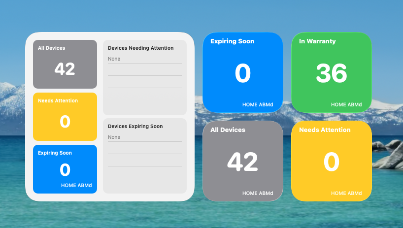 ABM Warranty desktop widgets overview