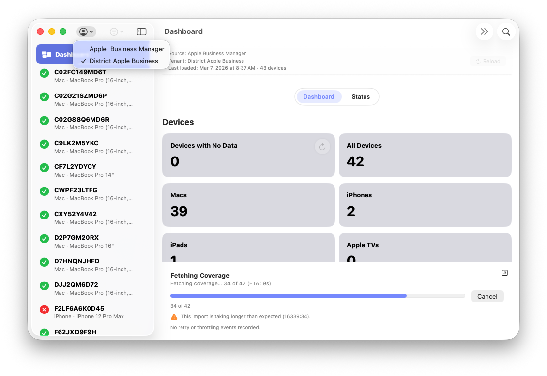ABM Warranty multi-tenant credential management and switching